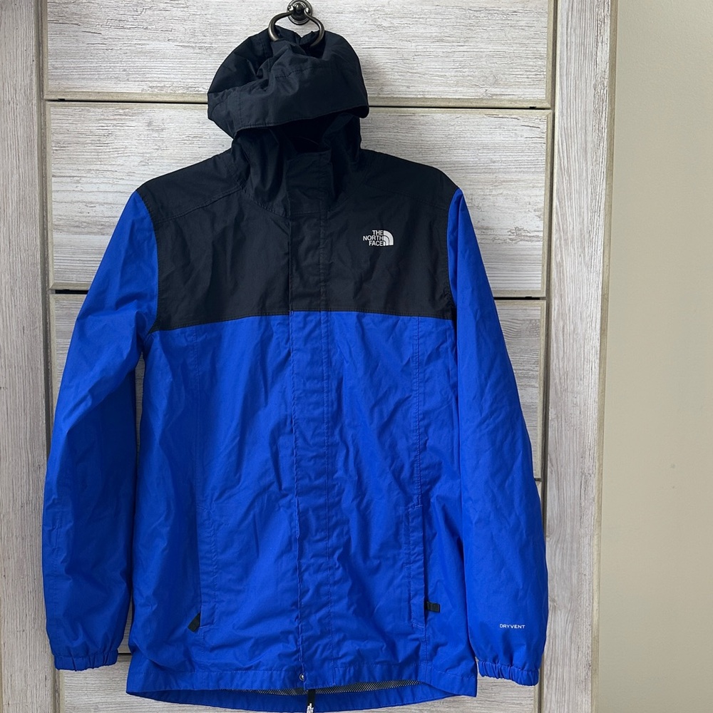 The North Face Antora Boys Black and Blue Windbreaker/Rain Jacket
